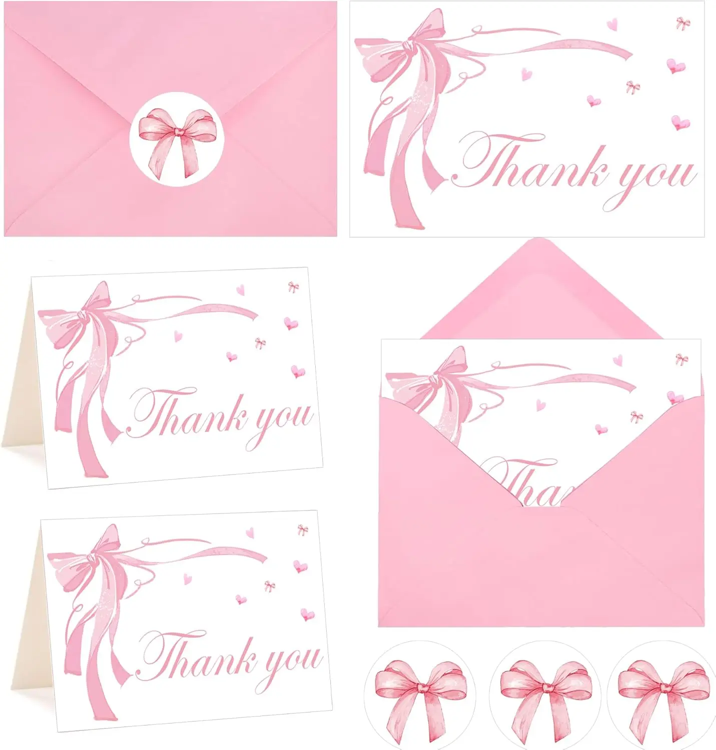 Pink Bow Thank You Cards 4 x 6 inch Watercolor Bow Greeting Cards with Envelopes Pink Blank Note Cards
Pink Bow Thank You Cards 4 x 6 inch Watercolor Bow Greeting Cards with Envelopes Pink Blank Note Cards