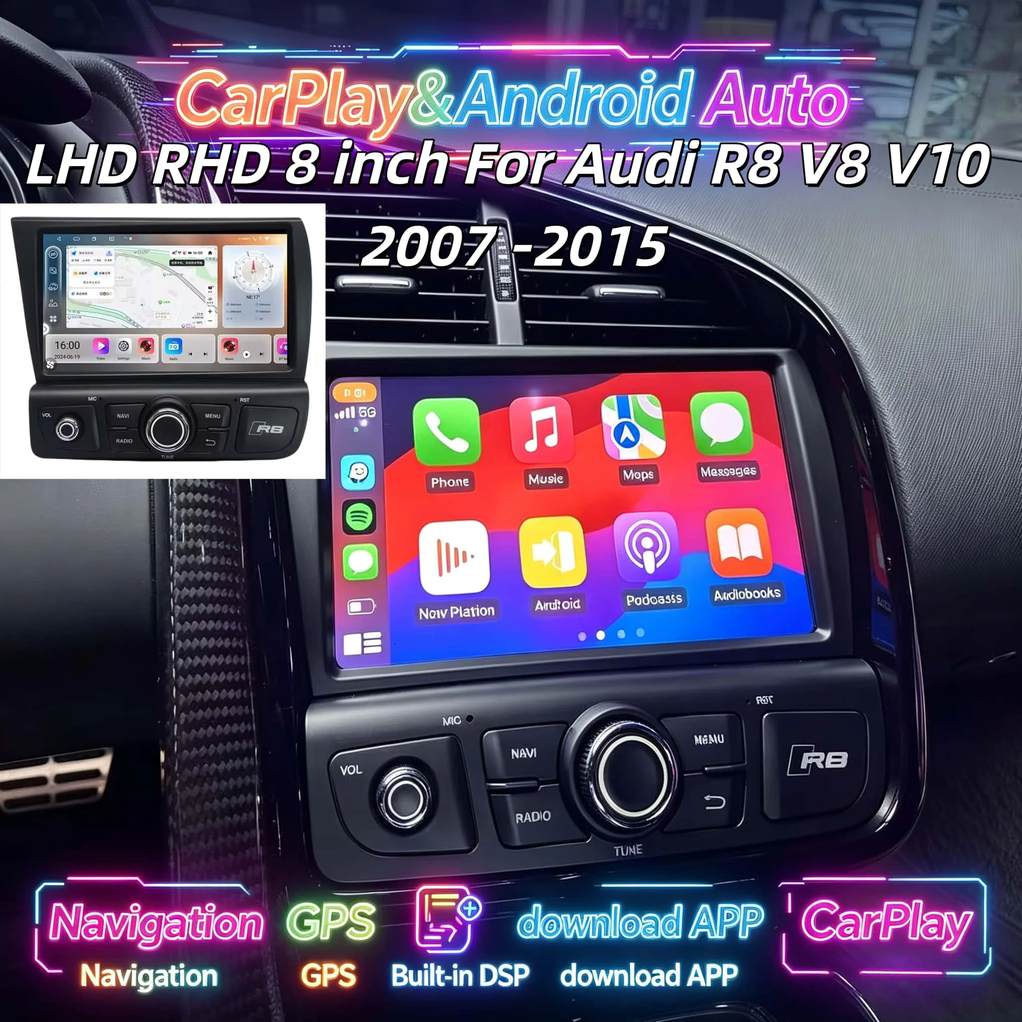 H Multimedia Player For Audi R8 V8 V10 2007 -2015 Android Car Radio 2Din Stereo Receiver Autoradio CarPlay GPS Navi LHD RHD
H Multimedia Player For Audi R8 V8 V10 2007 -2015 Android Car Radio 2Din Stereo Receiver Autoradio CarPlay GPS Navi LHD RHD