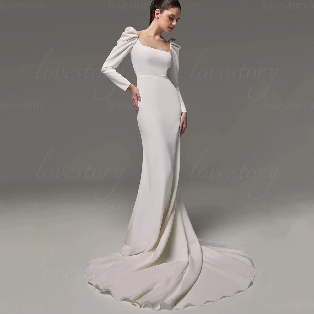 Customized Wedding Dresses Simple Mermaid Elegant Bride Robe Bridal Gowns Puff Long Sleeve Classic Vestidos De Noiva
Customized Wedding Dresses Simple Mermaid Elegant Bride Robe Bridal Gowns Puff Long Sleeve Classic Vestidos De Noiva