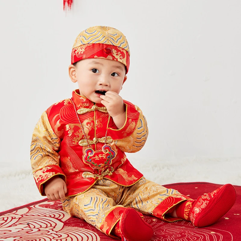 New Year Baby Boy Girl Traditional Chinese Style Tang Suit Newborn Birthday Qipao Tops Pants Hat Kids Oriental Clothing 3pcs Set
New Year Baby Boy Girl Traditional Chinese Style Tang Suit Newborn Birthday Qipao Tops Pants Hat Kids Oriental Clothing 3pcs Set