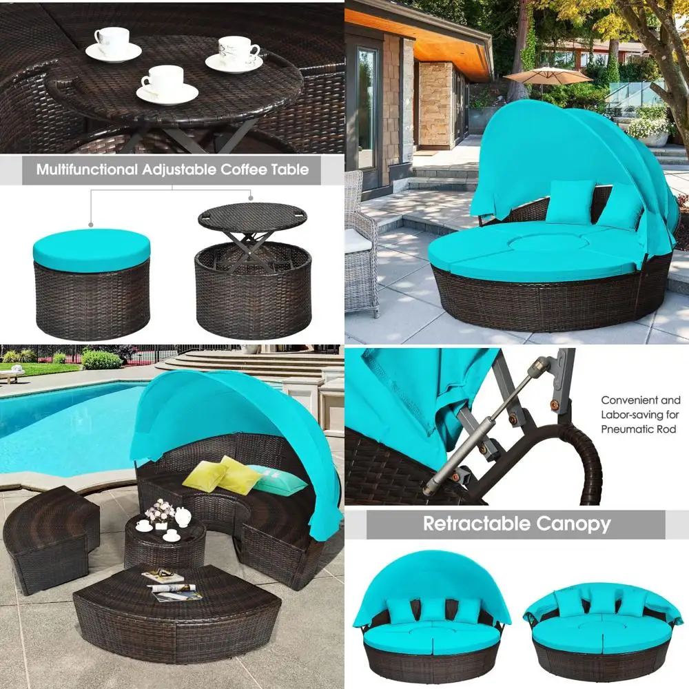 Patio Round Daybed with , Outdoor Wicker Rattan Sectional Soa with Coee Table, Cushions, Patio Contion Set or Lawn Garden Backya
Patio Round Daybed with , Outdoor Wicker Rattan Sectional Soa with Coee Table, Cushions, Patio Contion Set or Lawn Garden Backya