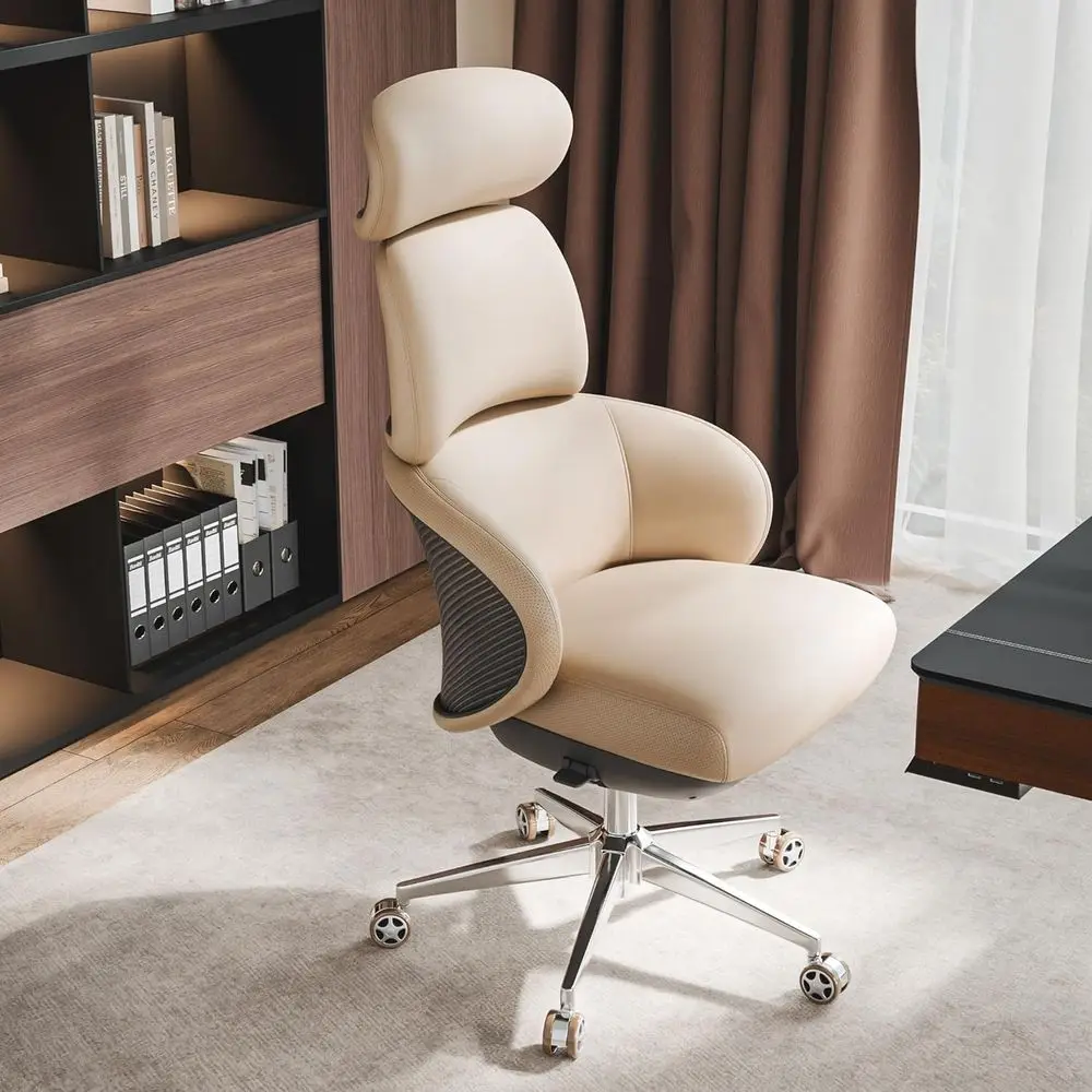 High-Back Ergonomic PU Leather Office Chair with Wheels and Footrest for Comfortable Home and Work Use
High-Back Ergonomic PU Leather Office Chair with Wheels and Footrest for Comfortable Home and Work Use