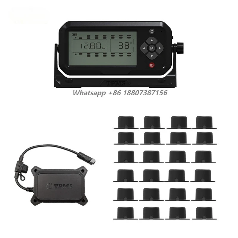 Internal 24 Tire TPMS Alarm System Digital Sensor Type for Trucks With Tire Paste Type Monitoring
Internal 24 Tire TPMS Alarm System Digital Sensor Type for Trucks With Tire Paste Type Monitoring