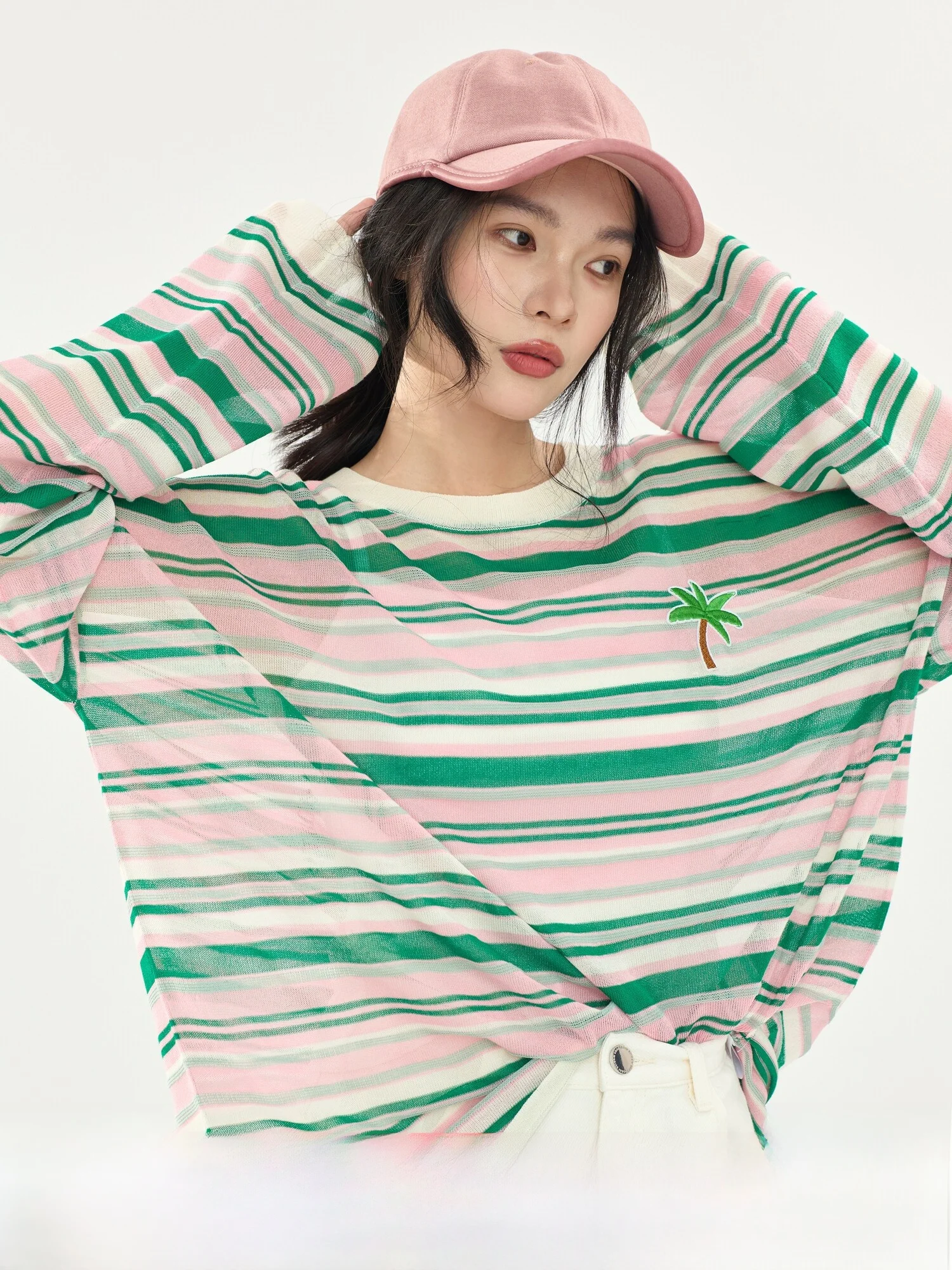 Dopamine Color Block Long Sleeve Striped Knitted T-Shirt Women's Summer New Lightweight Breathable Casual Mesh Cover up
Dopamine Color Block Long Sleeve Striped Knitted T-Shirt Women's Summer New Lightweight Breathable Casual Mesh Cover up