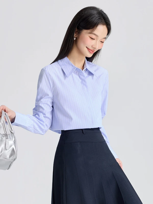 Slimming Striped Shirt Women's Business Long Sleeve Neck Commute Style Polyester Fiber Thin Model Regular Length
Slimming Striped Shirt Women's Business Long Sleeve Neck Commute Style Polyester Fiber Thin Model Regular Length