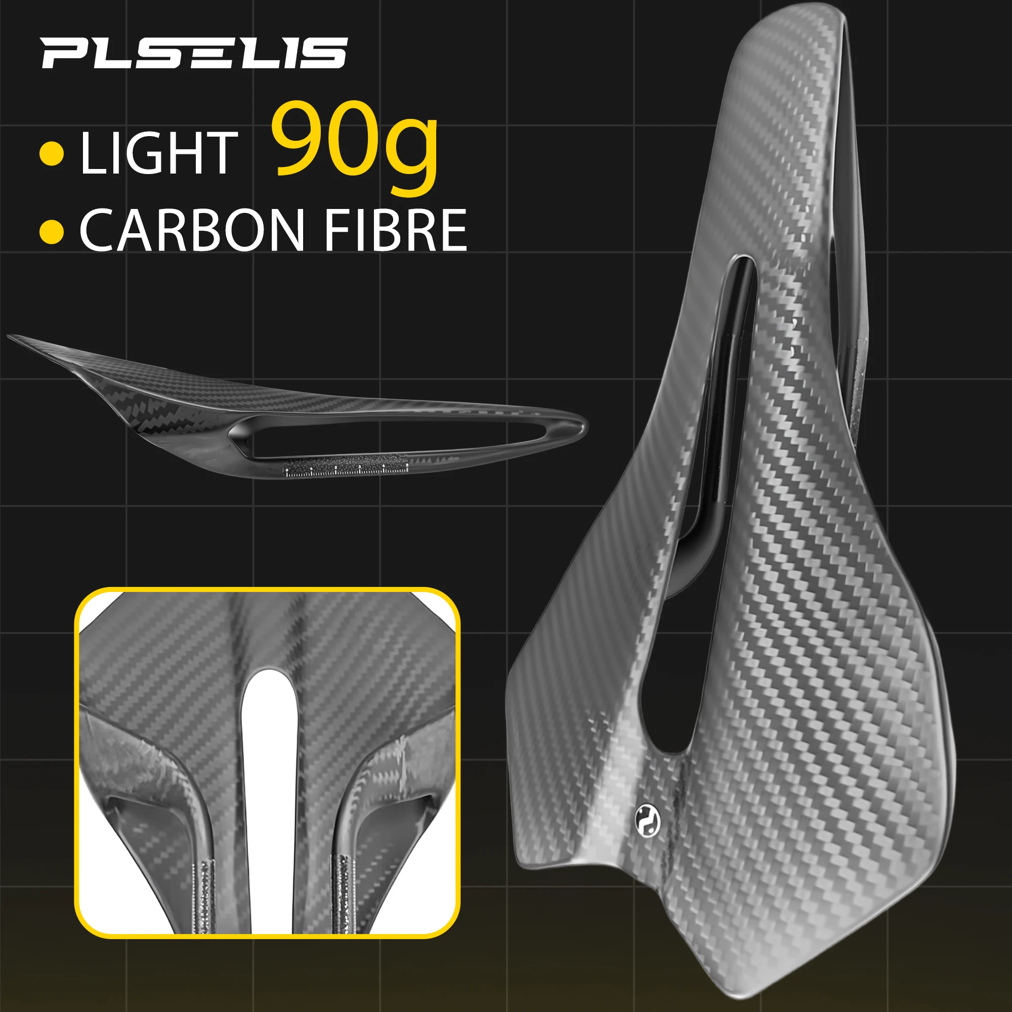 Plselis Light Road Bike Saddle Carbon Fiber 90g Aerodynamic Design Bicycle Seat Cushion Riding Accessories
Plselis Light Road Bike Saddle Carbon Fiber 90g Aerodynamic Design Bicycle Seat Cushion Riding Accessories