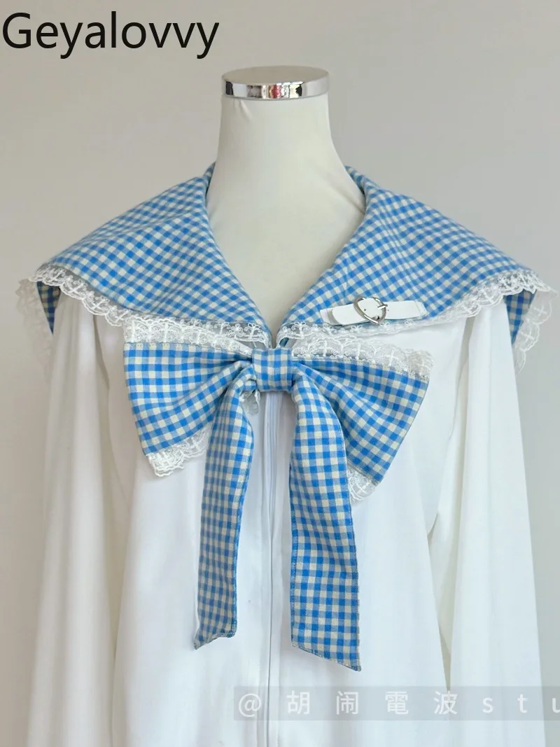 Универсальные милые толстовки с темно-синим воротником для девочек, куртка японского оригинального дизайна, кружевная свободная толстовка средней длины с цветными блоками и бантом
Универсальные милые толстовки с темно-синим воротником для девочек, куртка японского оригинального дизайна, кружевная свободная толстовка средней длины с цветными блоками и бантом