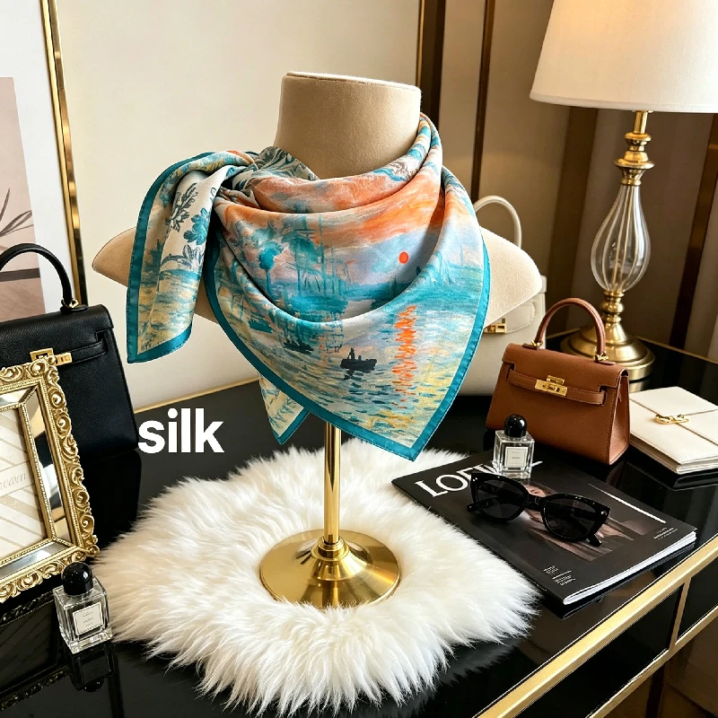 New Temperament High-grade Silk Small Square Scarf Oil Painting Retro Landscape Painting Versatile Occasion Small Scarf
New Temperament High-grade Silk Small Square Scarf Oil Painting Retro Landscape Painting Versatile Occasion Small Scarf