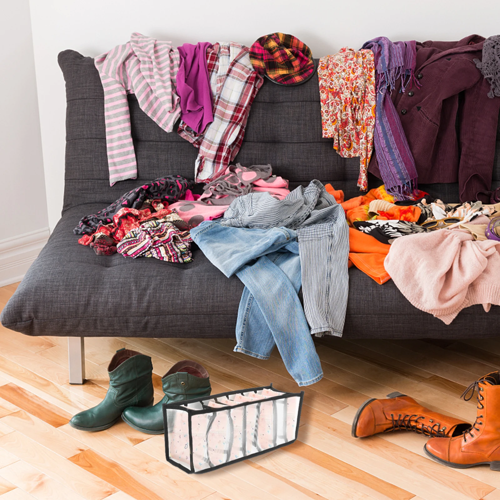 Underwear Storage Box Multiple Grids Socks Bra Organizer Container Classified Storage Tray Organizer Drawer Sundries Box
Underwear Storage Box Multiple Grids Socks Bra Organizer Container Classified Storage Tray Organizer Drawer Sundries Box