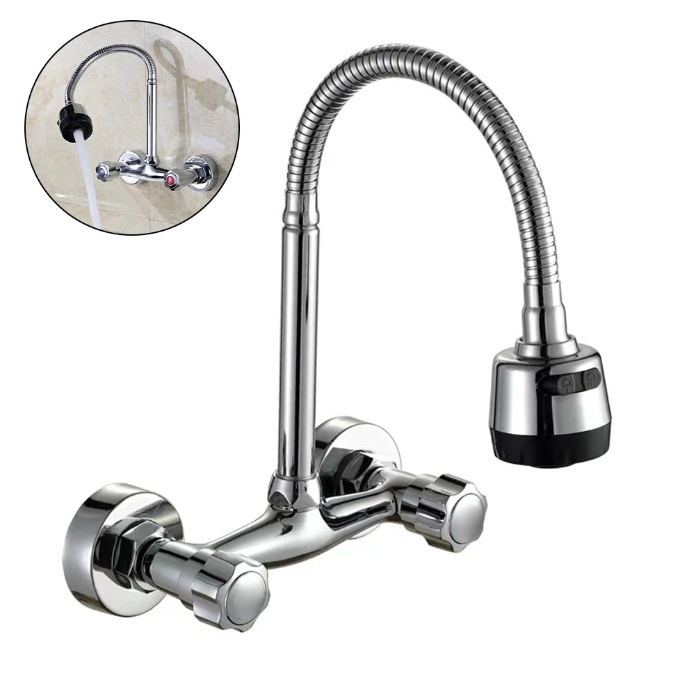 360° Rotatable Dual Handle Kitchen Splashproof Faucet Kitchen Sink Faucet Wall-Mounted Cold And Hot Water Mixer Faucets
360° Rotatable Dual Handle Kitchen Splashproof Faucet Kitchen Sink Faucet Wall-Mounted Cold And Hot Water Mixer Faucets