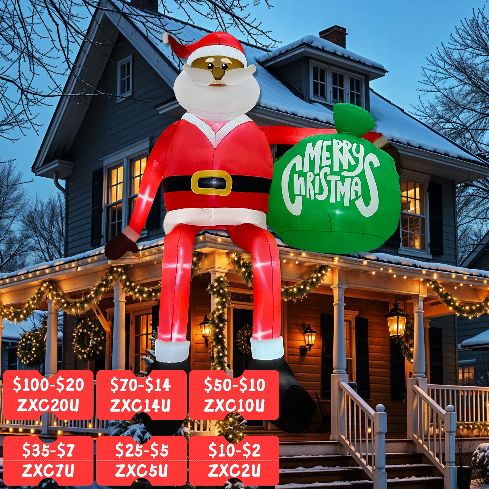 OurWarm 13 FT Giant Christmas Inflatable Climbing Black Santa Inflatable with Present Bag, Large Christmas Blow Ups Built-in LED
OurWarm 13 FT Giant Christmas Inflatable Climbing Black Santa Inflatable with Present Bag, Large Christmas Blow Ups Built-in LED