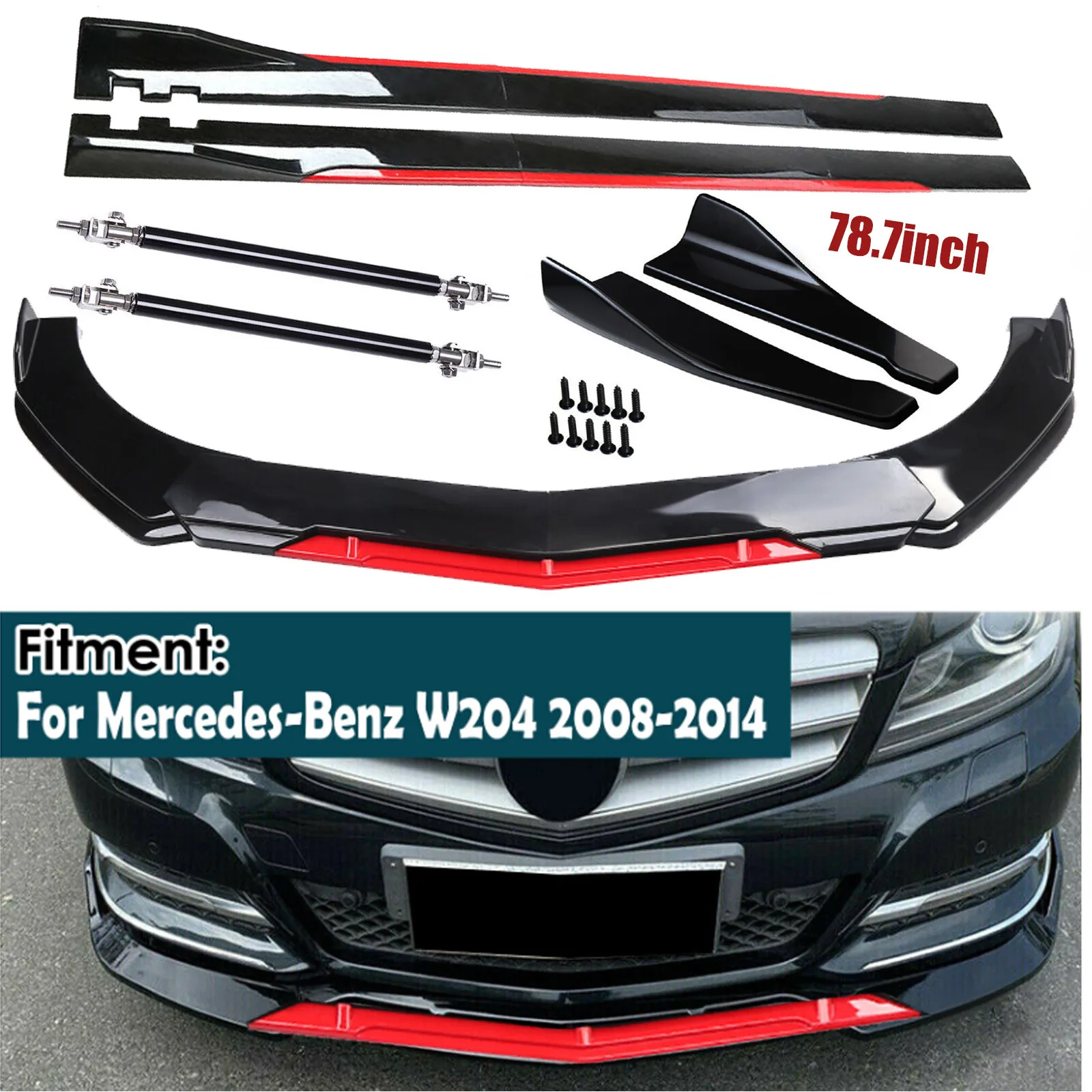 Front Rear Bumper Lip Splitter Side Skirt Glossy Black Red For Mercedes W204C250
Front Rear Bumper Lip Splitter Side Skirt Glossy Black Red For Mercedes W204C250