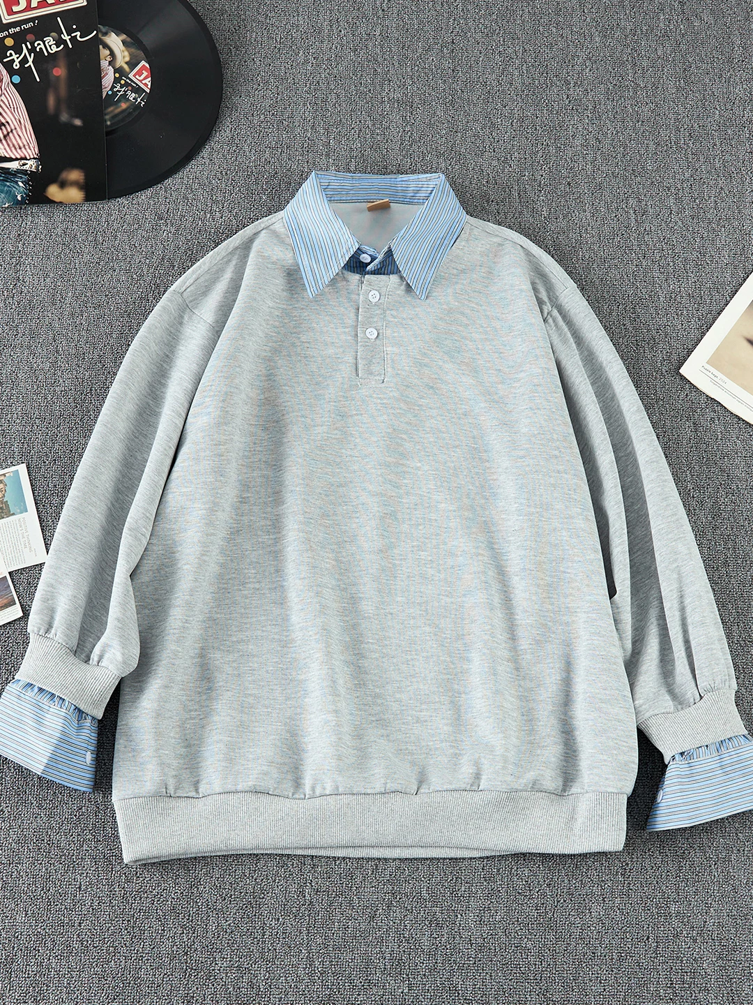 Gray Shirt Collar Faux Two-Piece Hoodie Men's Autumn Winter Fleece Lined Long Sleeve T-Shirt American Shirt Splice Style
Gray Shirt Collar Faux Two-Piece Hoodie Men's Autumn Winter Fleece Lined Long Sleeve T-Shirt American Shirt Splice Style
