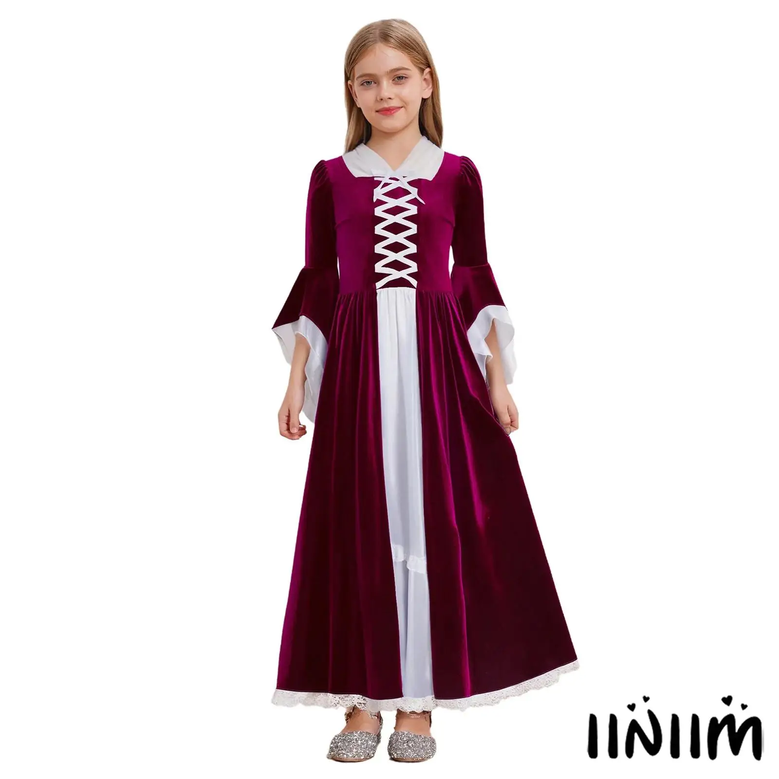 Girls Medieval Princess Dress Color Contrast Long Bell Sleeve Back Invisible Zipper Ruffled Lace Trim Dress for Party Cosplay
Girls Medieval Princess Dress Color Contrast Long Bell Sleeve Back Invisible Zipper Ruffled Lace Trim Dress for Party Cosplay