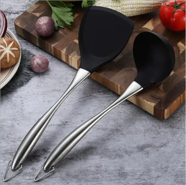 Non-Stick Silicone Cooking Spatula Soup Spoon Stainless Steel Handle Wok Shovel Flexible Pancake Kitchen Cooking OK 1204
Non-Stick Silicone Cooking Spatula Soup Spoon Stainless Steel Handle Wok Shovel Flexible Pancake Kitchen Cooking OK 1204