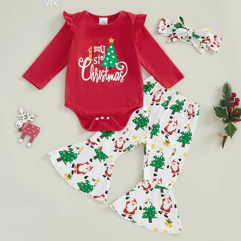 3Pcs Baby Girls Christmas Outfit Long Sleeve Letters Print Romper with Tree Santa Flare Pants and Headband Clothing Set
3Pcs Baby Girls Christmas Outfit Long Sleeve Letters Print Romper with Tree Santa Flare Pants and Headband Clothing Set