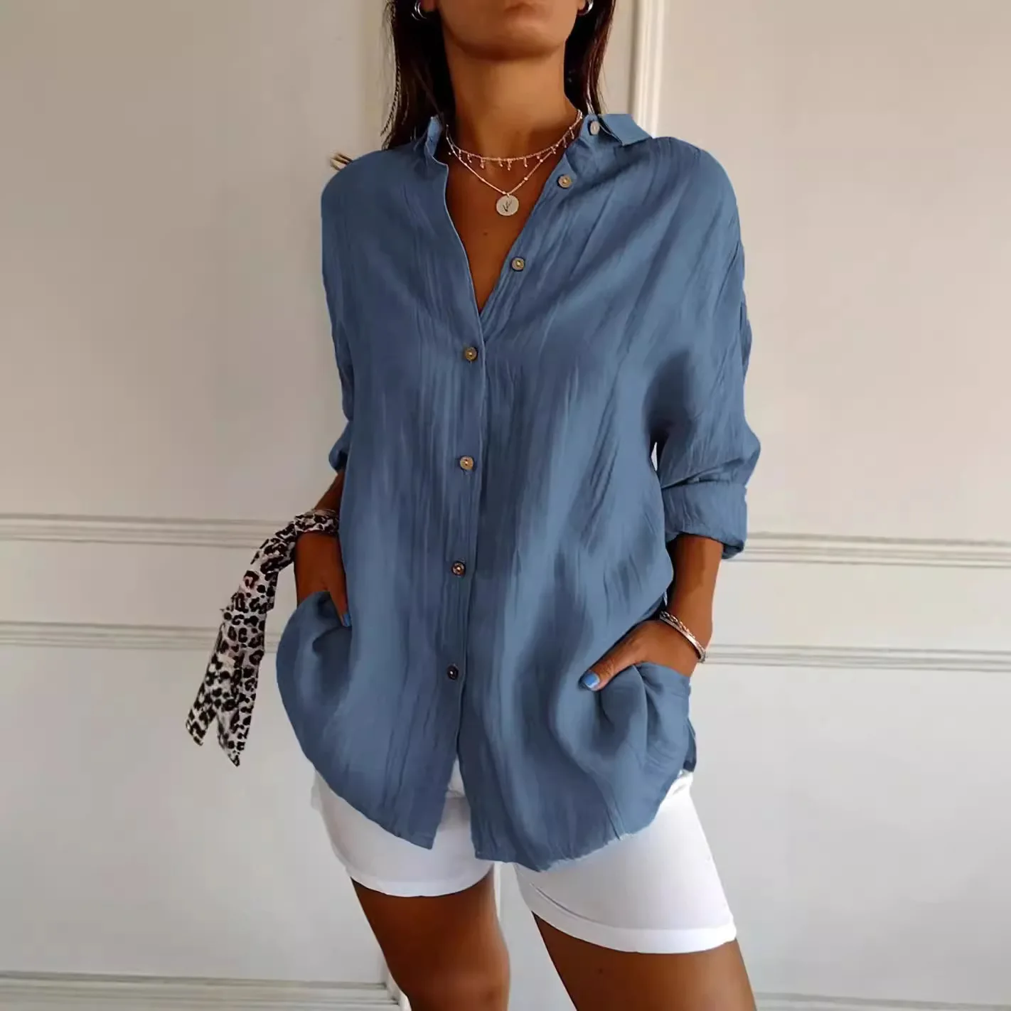 Fashion Long Sleeve Solid Shirts Women Spring Summer Buttons Casual Women's Tops And Blouses Elegant Top Femme Shirt Blouse
Fashion Long Sleeve Solid Shirts Women Spring Summer Buttons Casual Women's Tops And Blouses Elegant Top Femme Shirt Blouse