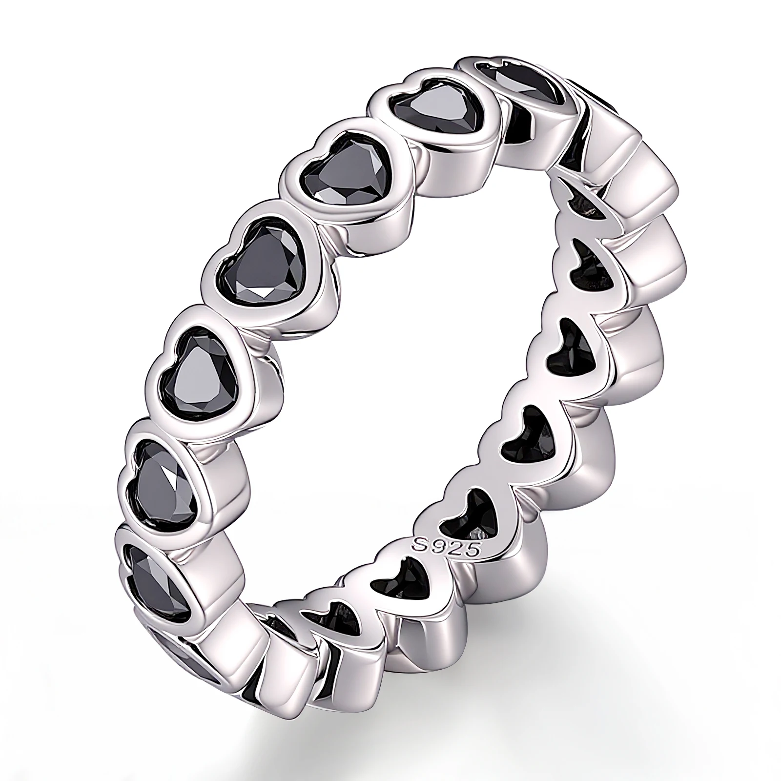 Provence 925 Silver Heart Eternity Band 3mm Heart Cut Black Moissanite Diamonds For Women Bezel Setting Stackable Ring
Provence 925 Silver Heart Eternity Band 3mm Heart Cut Black Moissanite Diamonds For Women Bezel Setting Stackable Ring