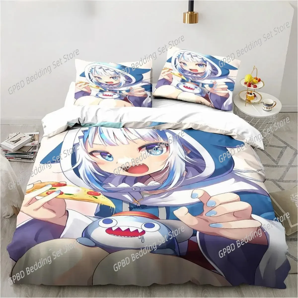 Kawaii Gawr Gura Cute Girl My Angle Comfortable Duvet Cover Pillowcase Bedding Set Children Bedroom Decoration Home Textile
Kawaii Gawr Gura Cute Girl My Angle Comfortable Duvet Cover Pillowcase Bedding Set Children Bedroom Decoration Home Textile
