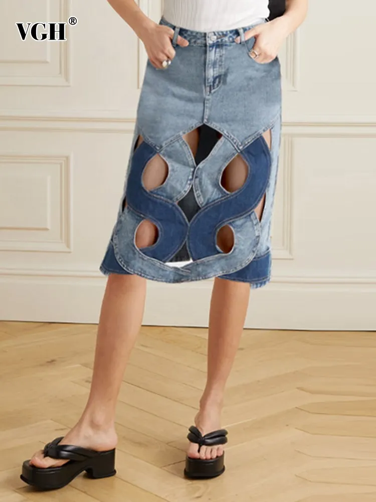 VGH hit color hollow out denim skirt for women high waist patchwork pockey slimming sexy skirts female fashion style clothes new
VGH hit color hollow out denim skirt for women high waist patchwork pockey slimming sexy skirts female fashion style clothes new