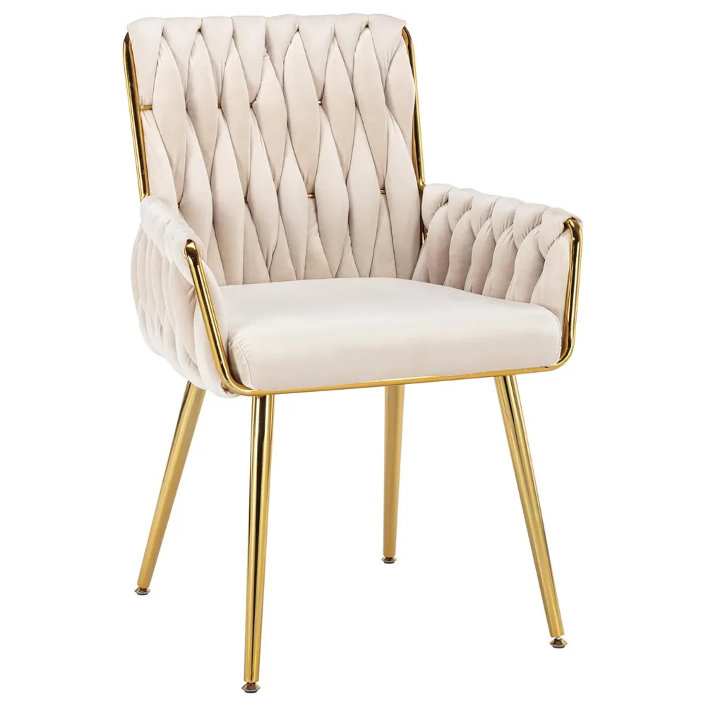 Office Desk Chair No Wheels, Woven Velvet Vanity Chair with Back & Armrest, Comfy Upholstered Cute Gold Metal Legs, Customized
Office Desk Chair No Wheels, Woven Velvet Vanity Chair with Back & Armrest, Comfy Upholstered Cute Gold Metal Legs, Customized