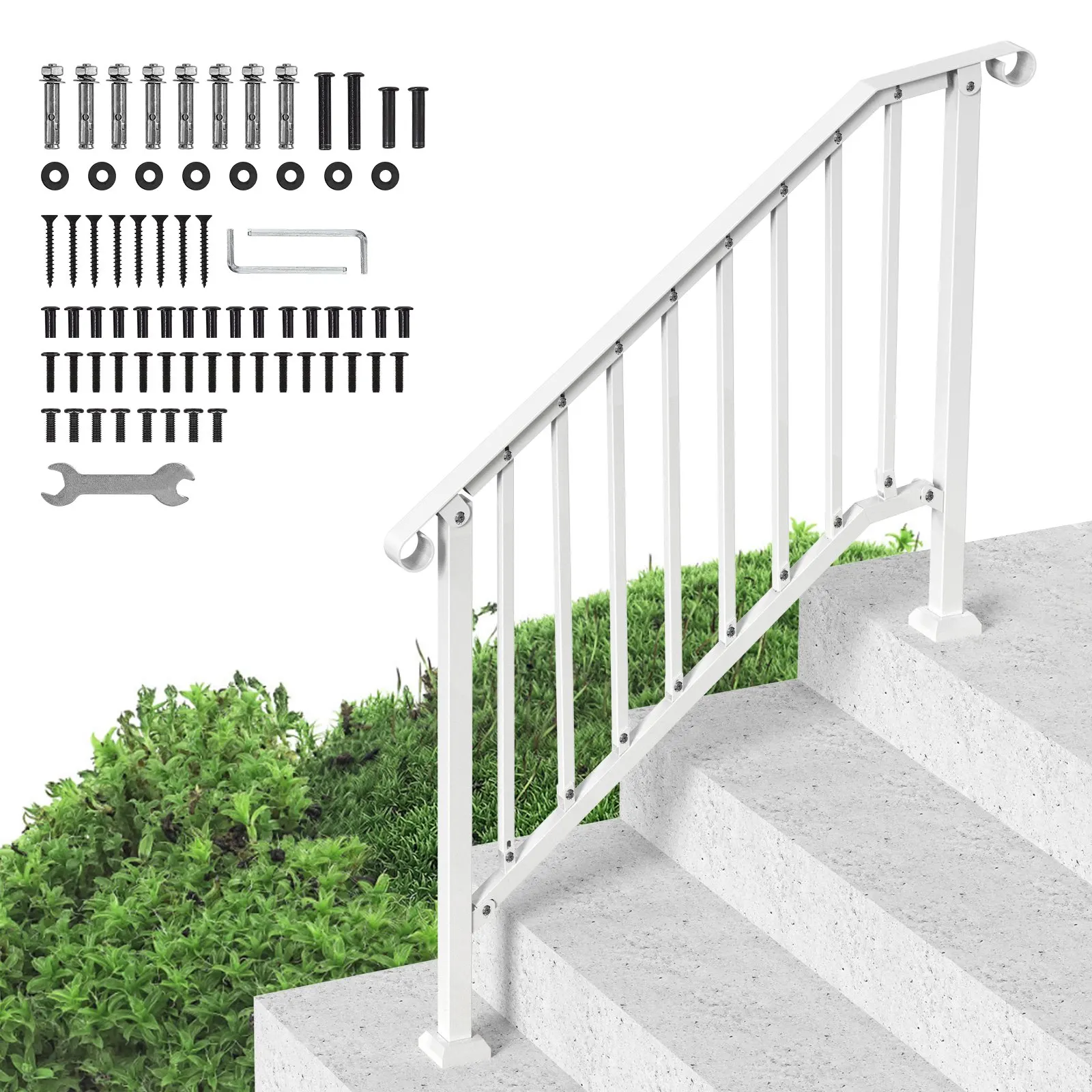 3-4 Step Handrails For Outdoor For Seniors Porch Deck Retro Arch White
3-4 Step Handrails For Outdoor For Seniors Porch Deck Retro Arch White
