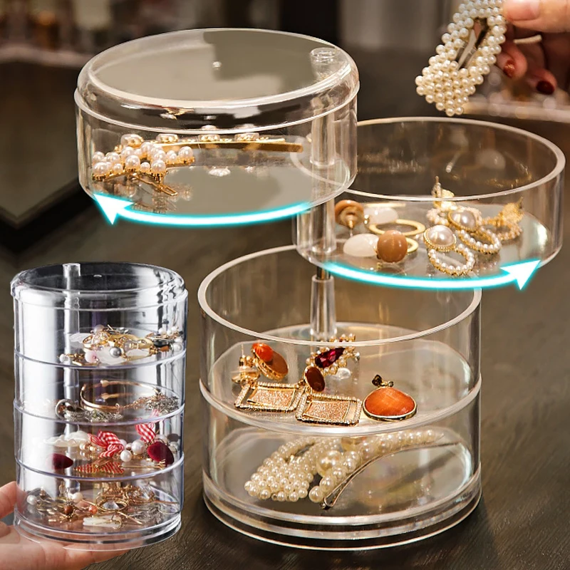 Acrylic Rotating Display Rack with Cover Jewelry Storage Box Women Transparent Rotating Bracelet Earring Organizer Case Holder
Acrylic Rotating Display Rack with Cover Jewelry Storage Box Women Transparent Rotating Bracelet Earring Organizer Case Holder