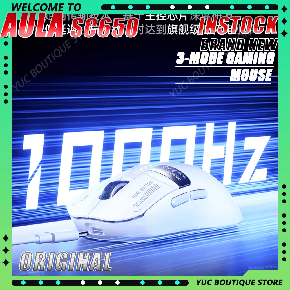 NEW AULA SC650 PAW3311 Wireless 3Mode Mouse 12000dpi Lightweight Design PAW3311 Sensor 1000Hz Rate Return for Laptop Office Game
NEW AULA SC650 PAW3311 Wireless 3Mode Mouse 12000dpi Lightweight Design PAW3311 Sensor 1000Hz Rate Return for Laptop Office Game