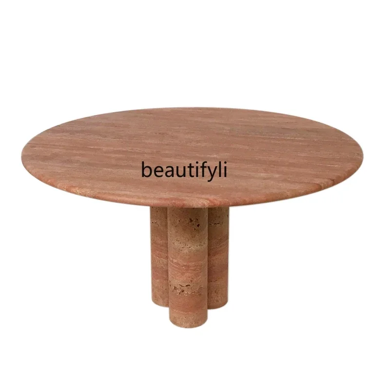 NEW Italian natural red travertine round dining table, creative minimalist hotel, marble negotiation table
NEW Italian natural red travertine round dining table, creative minimalist hotel, marble negotiation table