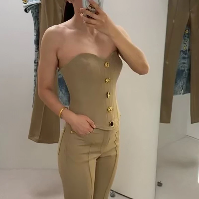 Women's Wrap Top,Sexy Hottie Sleeveless Backless Tank Top,Metal Button Corset,High Quality Cotton Corset,Summer,New,2025
Women's Wrap Top,Sexy Hottie Sleeveless Backless Tank Top,Metal Button Corset,High Quality Cotton Corset,Summer,New,2025