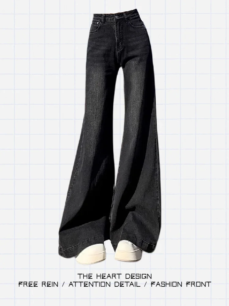 High Waist Wide Leg Loose Elastic Floor-Length Jeans Women's Micro Flared Denim Pants Bla ey Autumn Winter New Arrival
High Waist Wide Leg Loose Elastic Floor-Length Jeans Women's Micro Flared Denim Pants Bla ey Autumn Winter New Arrival