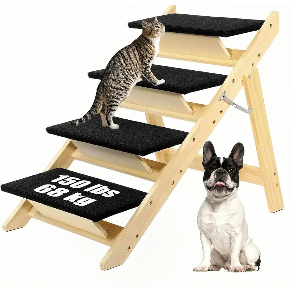 Durable 4-Step Wooden Pet Stairs for Small to Large Dogs - Black
Durable 4-Step Wooden Pet Stairs for Small to Large Dogs - Black