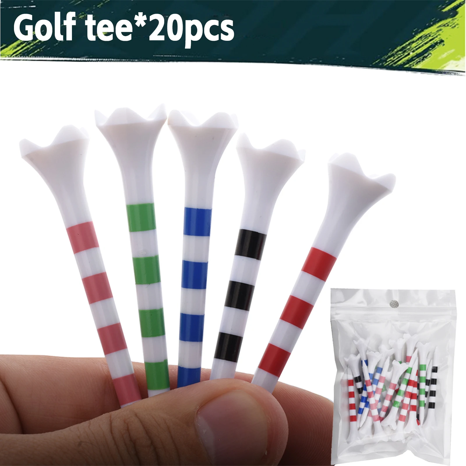 【20pcs】70mm/83mm Colored Striped Golf Tee - Durable Four-fork Plastic Golf Tee Set - High-end Golf Accessories for Men and Women
【20pcs】70mm/83mm Colored Striped Golf Tee - Durable Four-fork Plastic Golf Tee Set - High-end Golf Accessories for Men and Women