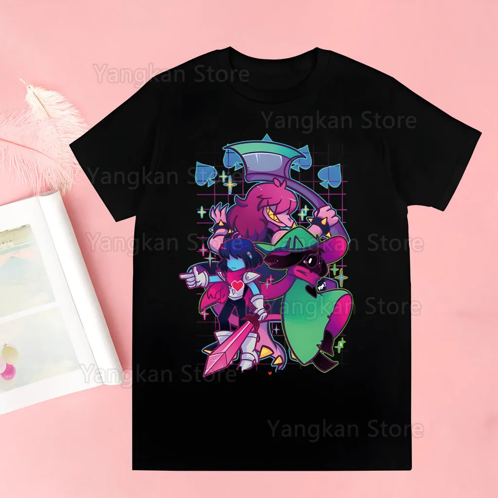 Футболка с принтом Deltarune, повседневная футболка с круглым вырезом и короткими рукавами, женская одежда
Футболка с принтом Deltarune, повседневная футболка с круглым вырезом и короткими рукавами, женская одежда