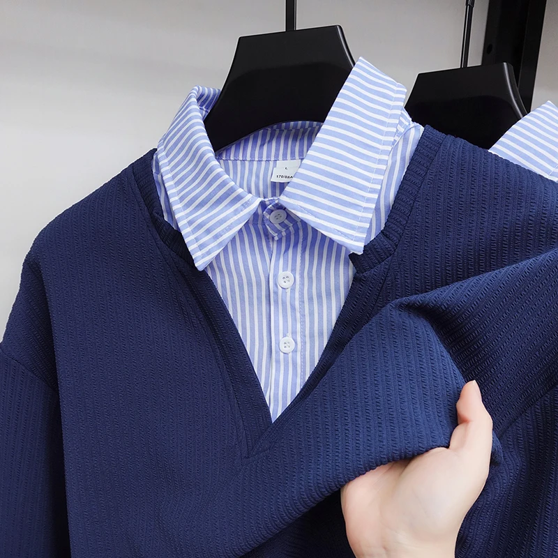 Новый мужской свитер с воротником-стойкой, имитация двухслойного трикотажа, синий, теплый и толстый, осенне-зимний, с длинными рукавами
Новый мужской свитер с воротником-стойкой, имитация двухслойного трикотажа, синий, теплый и толстый, осенне-зимний, с длинными рукавами