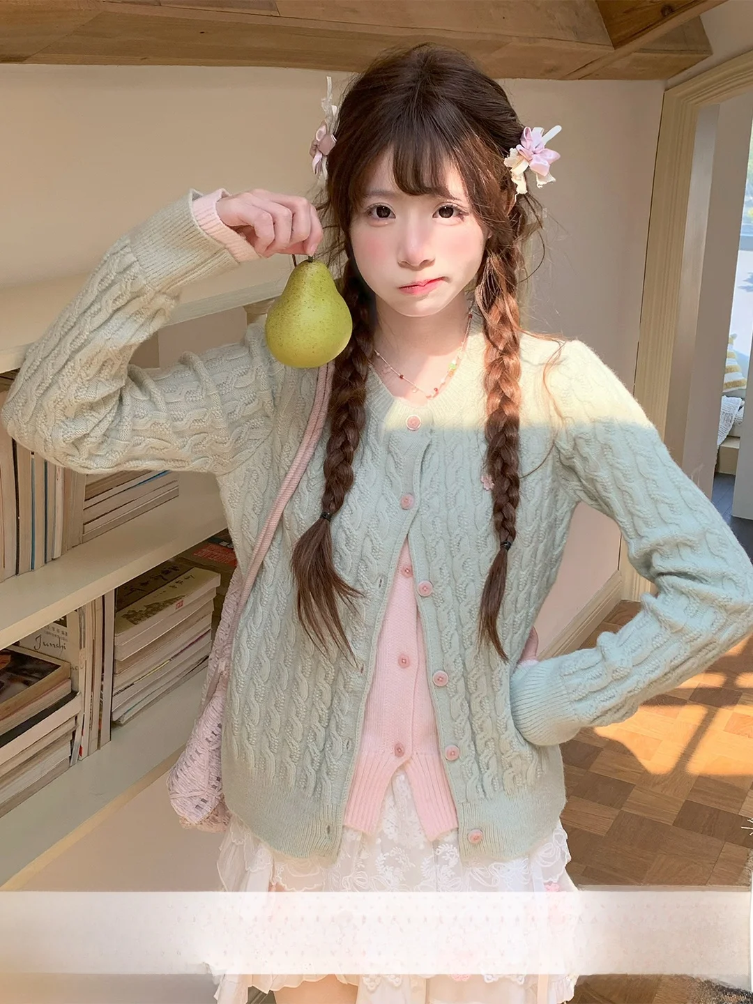 Sinsingirl Spring Anti-Aging Light Green Fake Two-Piece Cardigan White Skirt Set Fashionable Floral Pattern Long Sleeve
Sinsingirl Spring Anti-Aging Light Green Fake Two-Piece Cardigan White Skirt Set Fashionable Floral Pattern Long Sleeve