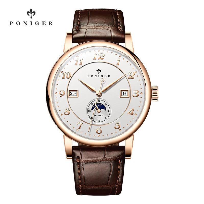 PONIGER New Model 5Bar Waterproof Leather Strap Self-winding Automatic Weekend Date Mechanical Watches
PONIGER New Model 5Bar Waterproof Leather Strap Self-winding Automatic Weekend Date Mechanical Watches