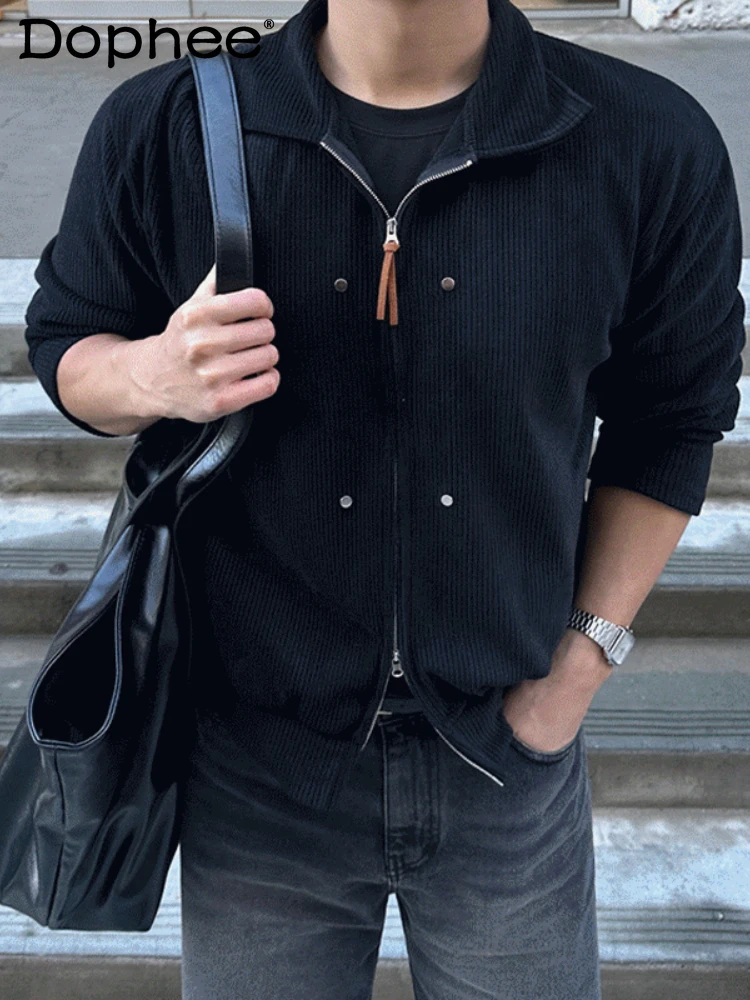 2025 Spring New Casual Double Zipper Chic Jackets Men's Loose Lapel Jacket Fashion Trendy Simple Design Long Sleeve Tooling Tops
2025 Spring New Casual Double Zipper Chic Jackets Men's Loose Lapel Jacket Fashion Trendy Simple Design Long Sleeve Tooling Tops