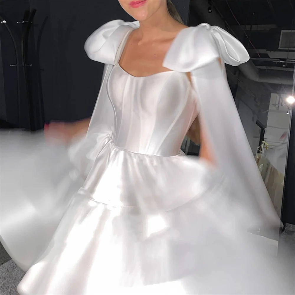 Women's Satin Mini Dress A-Line Spaghetti Strap Sleeveless Backless Short Wedding Dresses for Bridal Bridesmaid Party Holiday H
Women's Satin Mini Dress A-Line Spaghetti Strap Sleeveless Backless Short Wedding Dresses for Bridal Bridesmaid Party Holiday H