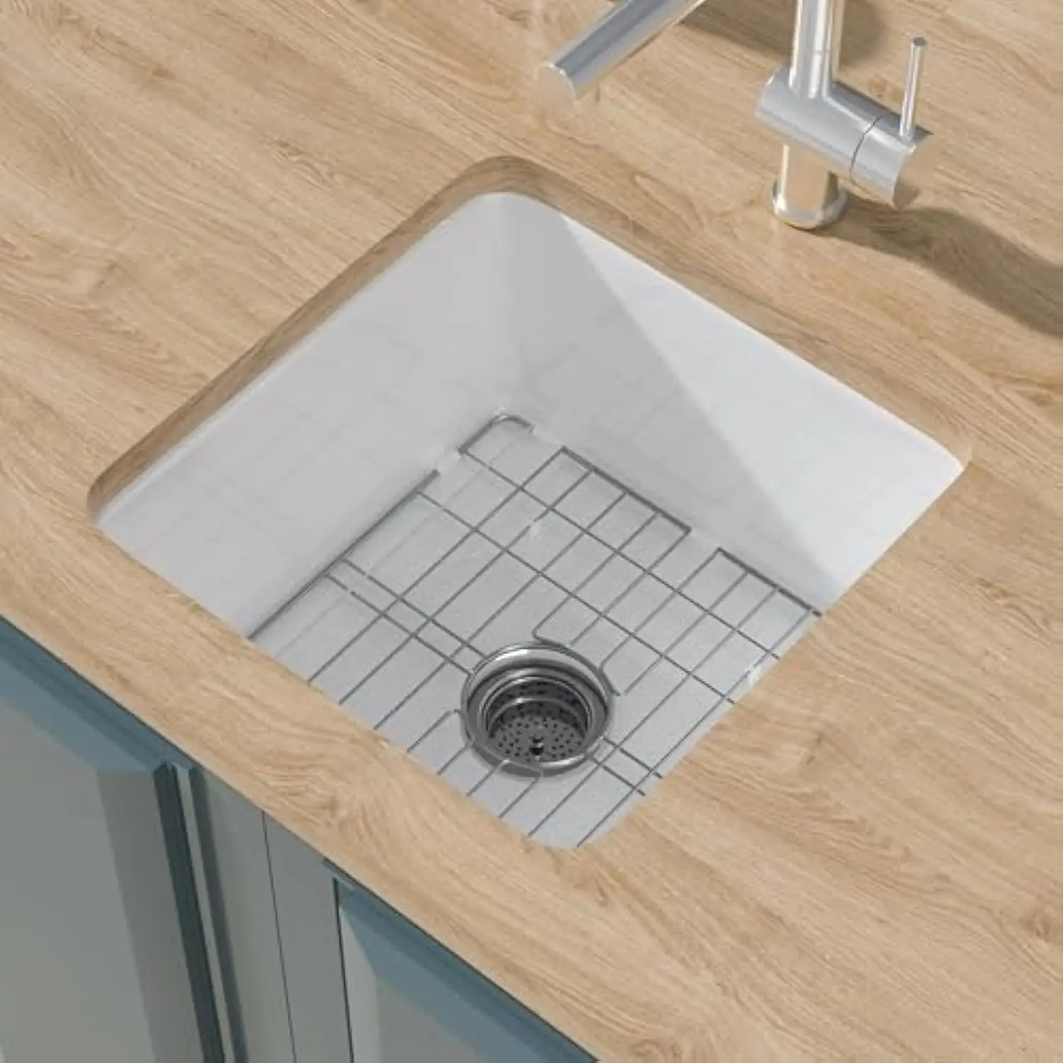 Undermount Kitchen Sink White 18 x 18 Inch, 9 High Top Mount Fireclay Wet Bar Sink Drop In Single Bowl, Dual Mount, with Access
Undermount Kitchen Sink White 18 x 18 Inch, 9 High Top Mount Fireclay Wet Bar Sink Drop In Single Bowl, Dual Mount, with Access