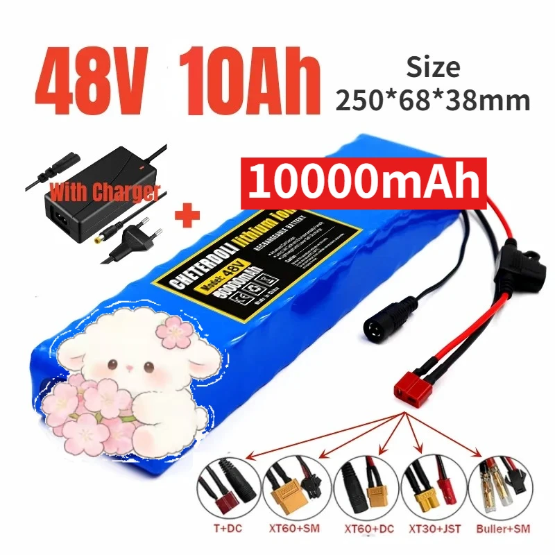 18650 Powerful Battery Pack 48V 10Ah 13S2P Large Capacity Lithium Battery Rechargeable Li-ion Battery Pack with 54.6v Charger
18650 Powerful Battery Pack 48V 10Ah 13S2P Large Capacity Lithium Battery Rechargeable Li-ion Battery Pack with 54.6v Charger