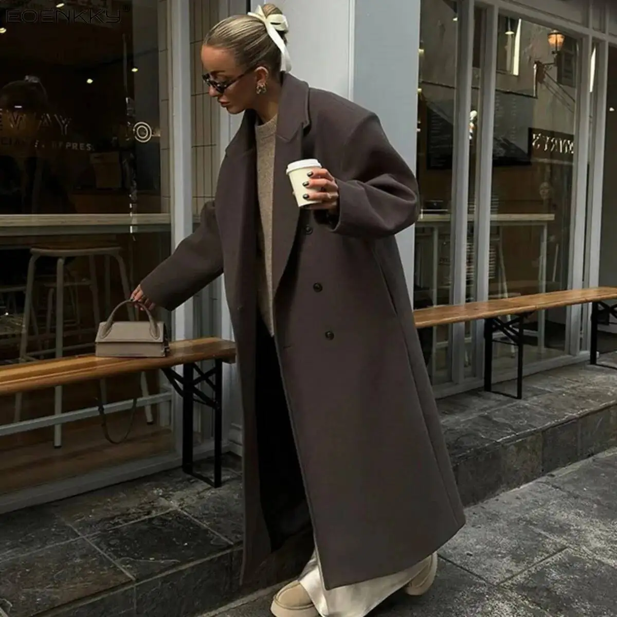 Fashion Women Overcoat Turn-down Collar Pocket Full Sleeve Long Coats Double Breasted 2025 Autumn Winter New Street Lady Jacket
Fashion Women Overcoat Turn-down Collar Pocket Full Sleeve Long Coats Double Breasted 2025 Autumn Winter New Street Lady Jacket