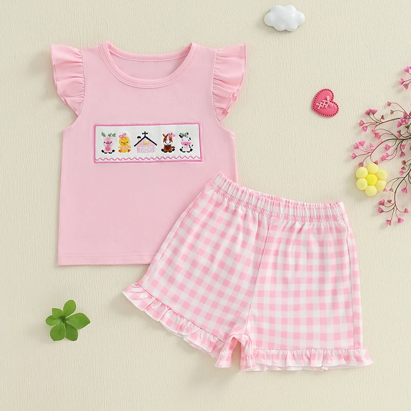 Toddler Girl Summer Outfits Farm Animals Embroidery Fly Sleeve Tops Elastic Waist Shorts 2Pcs Clothes Set
Toddler Girl Summer Outfits Farm Animals Embroidery Fly Sleeve Tops Elastic Waist Shorts 2Pcs Clothes Set
