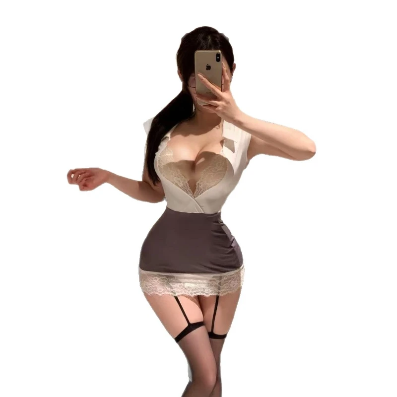 Sexy Lingerie Professional Secretary Role-playing Outfit Lace Hip Hugging Seductive Dress Set Deep V-neck Tight-fitting Skirt
Sexy Lingerie Professional Secretary Role-playing Outfit Lace Hip Hugging Seductive Dress Set Deep V-neck Tight-fitting Skirt