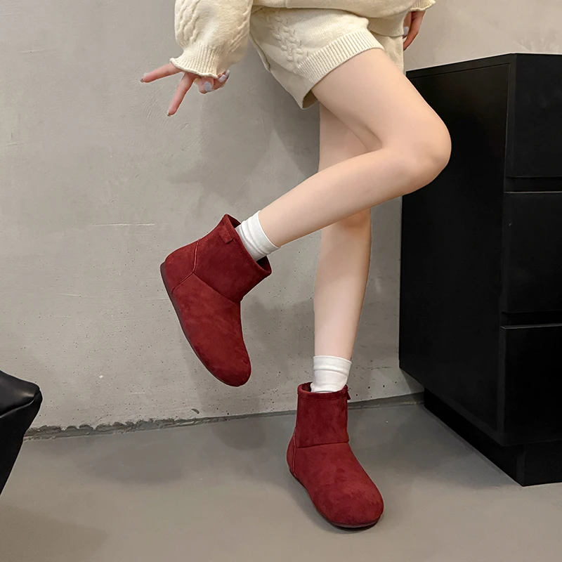 Женские ботильоны с плоской подошвой, круглым носком, флисом, теплые, модные, универсальные, удобные, противоскользящие и дышащие зимние ботильоны 
Женские ботильоны с плоской подошвой, круглым носком, флисом, теплые, модные, универсальные, удобные, противоскользящие и дышащие зимние ботильоны