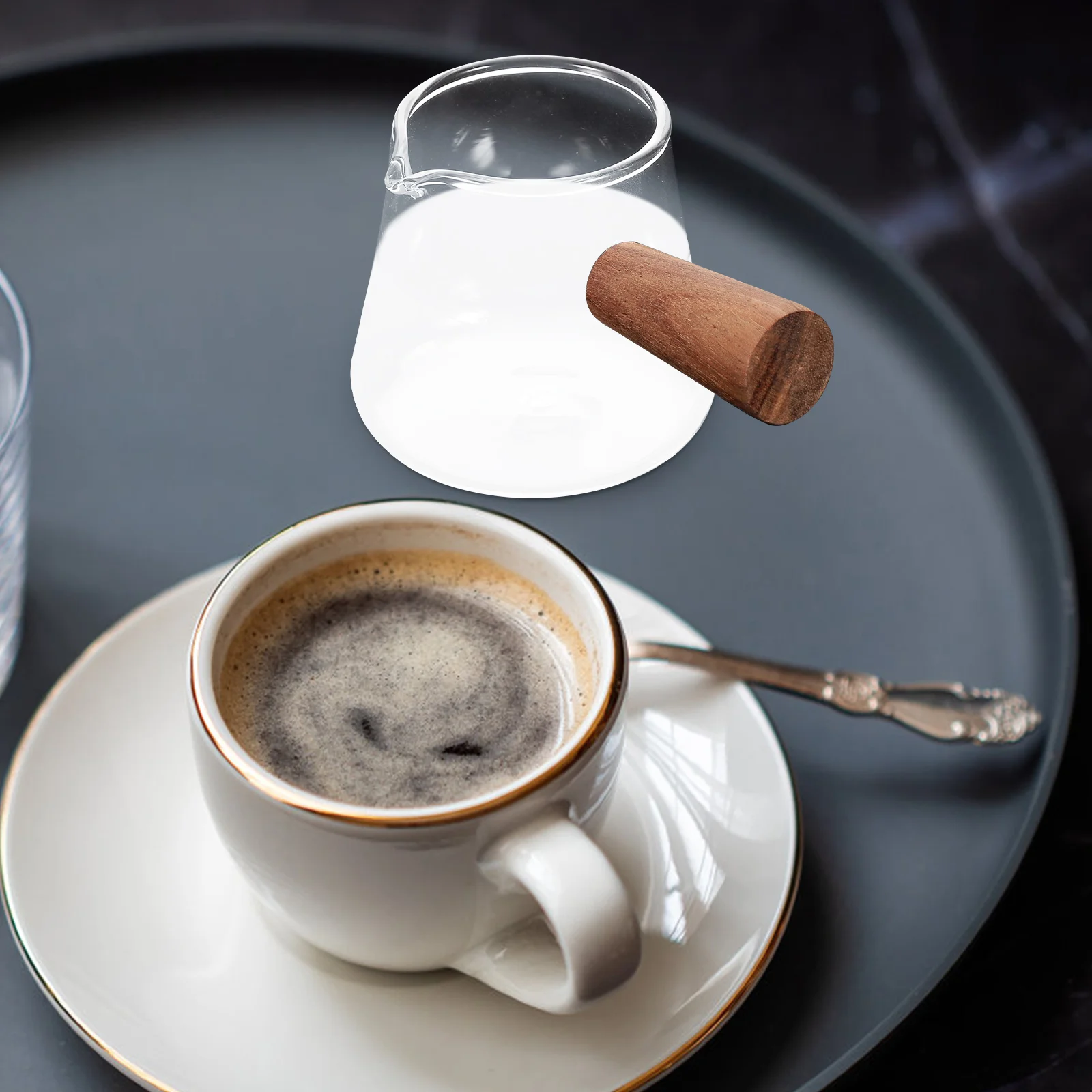 Glass Milk Pitcher Wood Handle Design No Drip Mouth Suitable for Coffee Creamer and Table Use Glass Creamer Pitcher
Glass Milk Pitcher Wood Handle Design No Drip Mouth Suitable for Coffee Creamer and Table Use Glass Creamer Pitcher