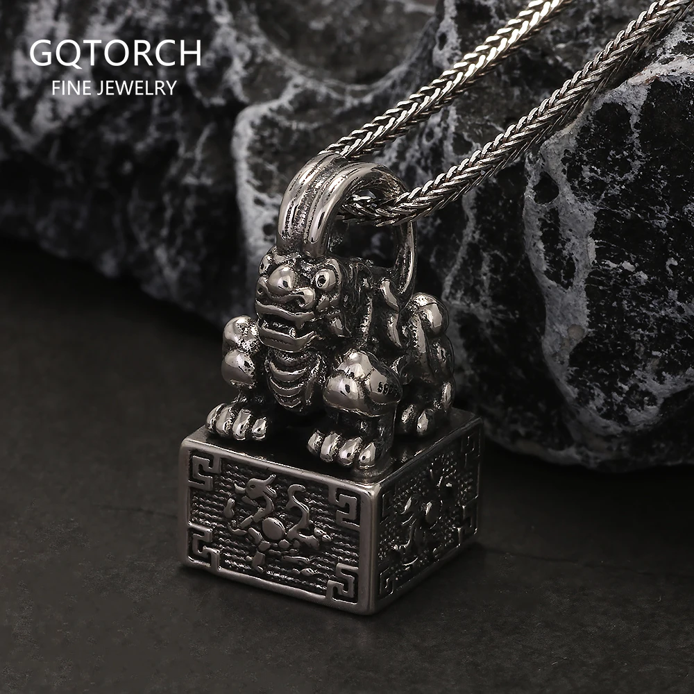 Solid 925 Sterling Silver Ancient Pixiu Signet Pendant Necklace for Men Good Wealth Amulet Feng Shui Vintage Retro Jewelry
Solid 925 Sterling Silver Ancient Pixiu Signet Pendant Necklace for Men Good Wealth Amulet Feng Shui Vintage Retro Jewelry