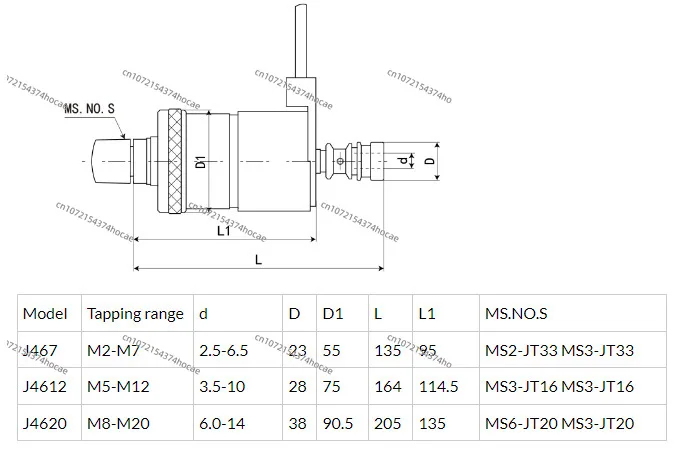 Reversible tapping chuck set JSN7 JS12 flexible tapping J467 4612 J4620
Reversible tapping chuck set JSN7 JS12 flexible tapping J467 4612 J4620