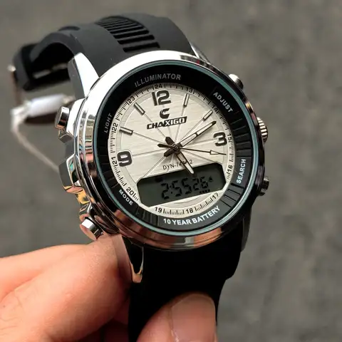 Men's Dual Display Electronic Watches Automatic Luminous Watch Waterproof Dual Movement Date Multi-function Chronograph Alarm