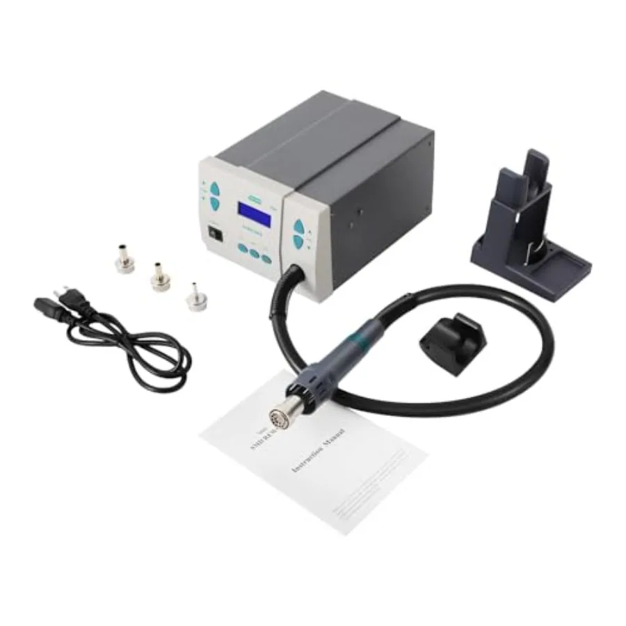 Hot Air Rework Station, 1000W Digital Heat Soldering Rework Station with Adjustable 100℃~500℃ Heat Gunand 3PCS Air Nozzles for
Hot Air Rework Station, 1000W Digital Heat Soldering Rework Station with Adjustable 100℃~500℃ Heat Gunand 3PCS Air Nozzles for